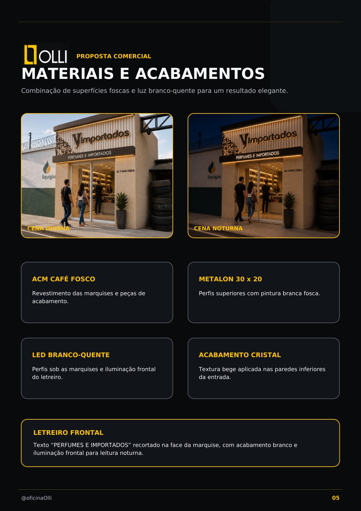 Página 5 da proposta comercial da fachada VJ Importados